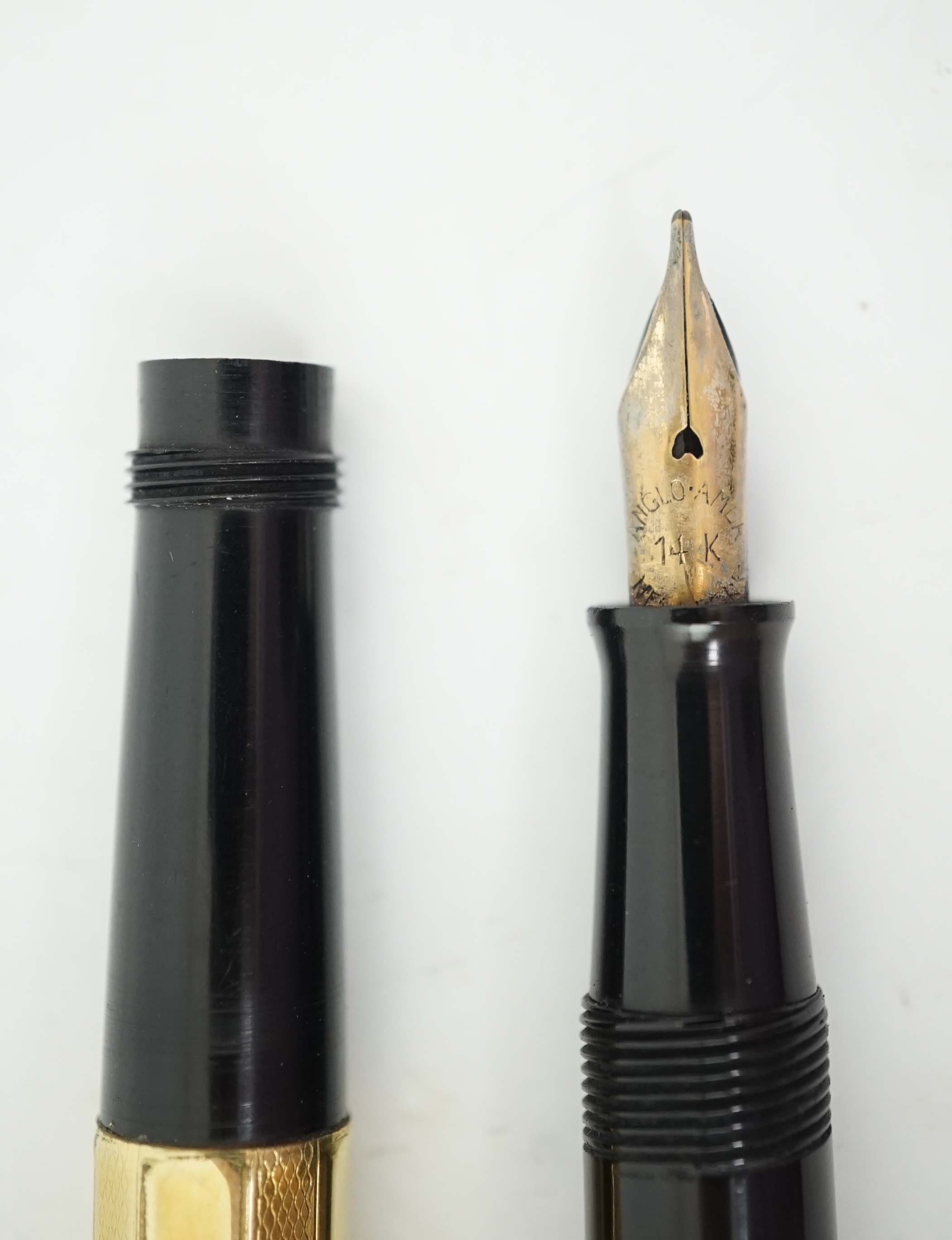 Two Italian overlay fountain pens